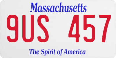 MA license plate 9US457