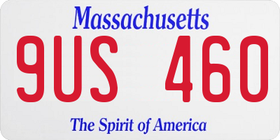 MA license plate 9US460