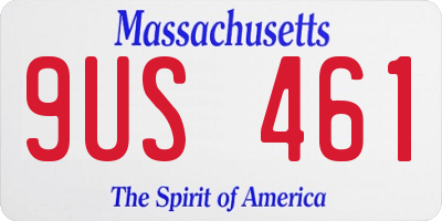MA license plate 9US461