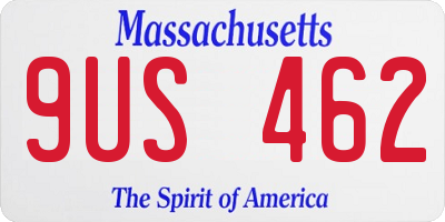 MA license plate 9US462