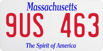 MA license plate 9US463