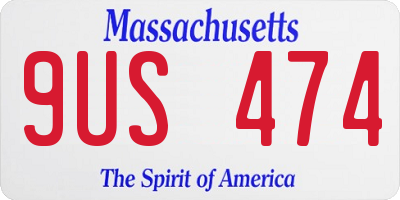 MA license plate 9US474