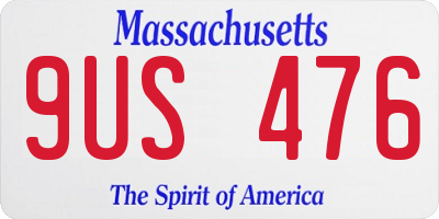 MA license plate 9US476
