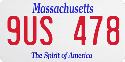 MA license plate 9US478