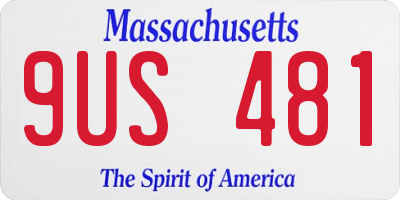 MA license plate 9US481