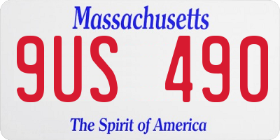MA license plate 9US490