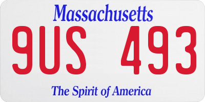 MA license plate 9US493
