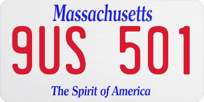 MA license plate 9US501