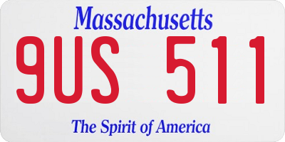 MA license plate 9US511