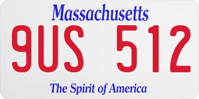MA license plate 9US512