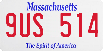 MA license plate 9US514