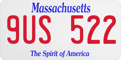 MA license plate 9US522