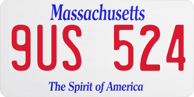 MA license plate 9US524