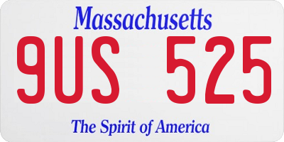 MA license plate 9US525