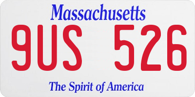MA license plate 9US526