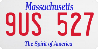 MA license plate 9US527