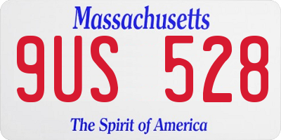 MA license plate 9US528
