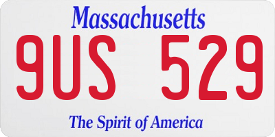 MA license plate 9US529