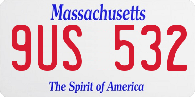 MA license plate 9US532