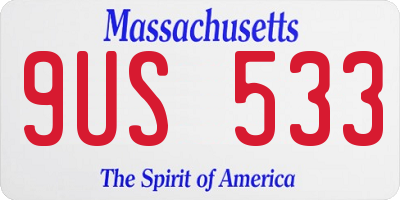 MA license plate 9US533