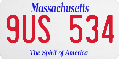 MA license plate 9US534