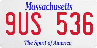 MA license plate 9US536
