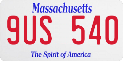 MA license plate 9US540