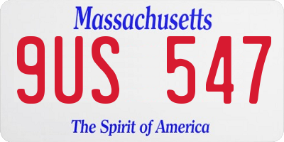 MA license plate 9US547
