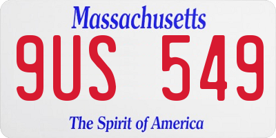 MA license plate 9US549