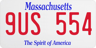 MA license plate 9US554