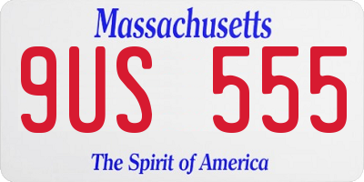 MA license plate 9US555