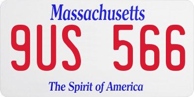 MA license plate 9US566