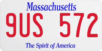 MA license plate 9US572