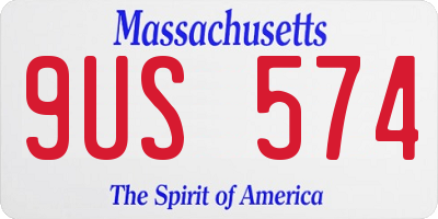 MA license plate 9US574