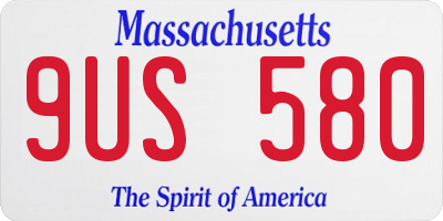 MA license plate 9US580