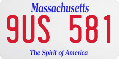 MA license plate 9US581