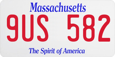 MA license plate 9US582
