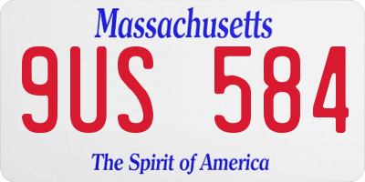 MA license plate 9US584