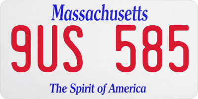 MA license plate 9US585