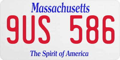 MA license plate 9US586