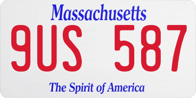 MA license plate 9US587