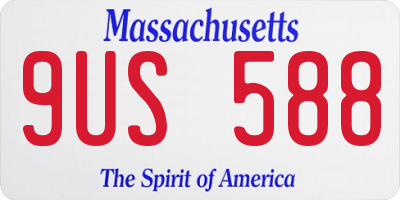 MA license plate 9US588