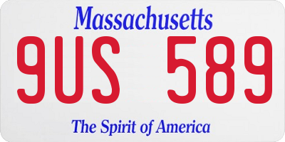MA license plate 9US589