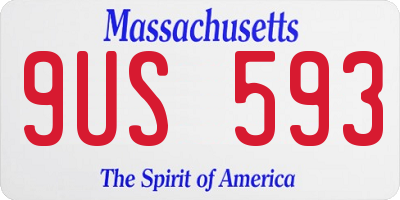 MA license plate 9US593