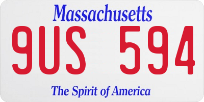 MA license plate 9US594