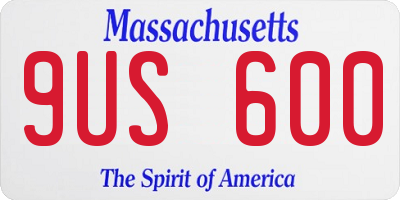 MA license plate 9US600