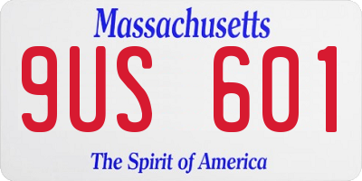 MA license plate 9US601