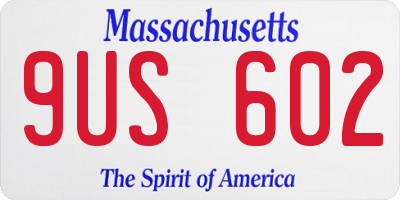 MA license plate 9US602