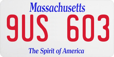 MA license plate 9US603