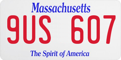 MA license plate 9US607